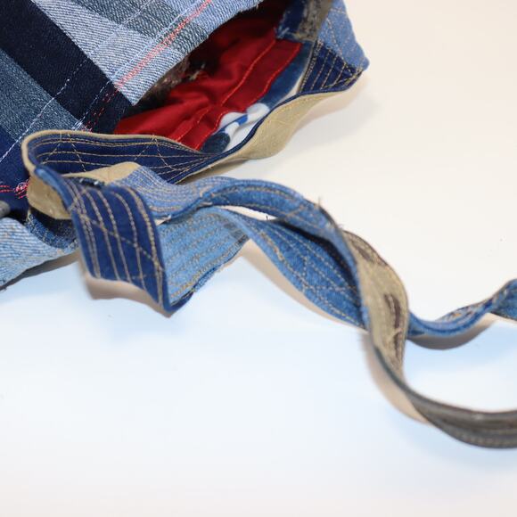 Handmade Patchwork Crossbody Tote Bag Denim Quilted Boho - Picture 4 of 5